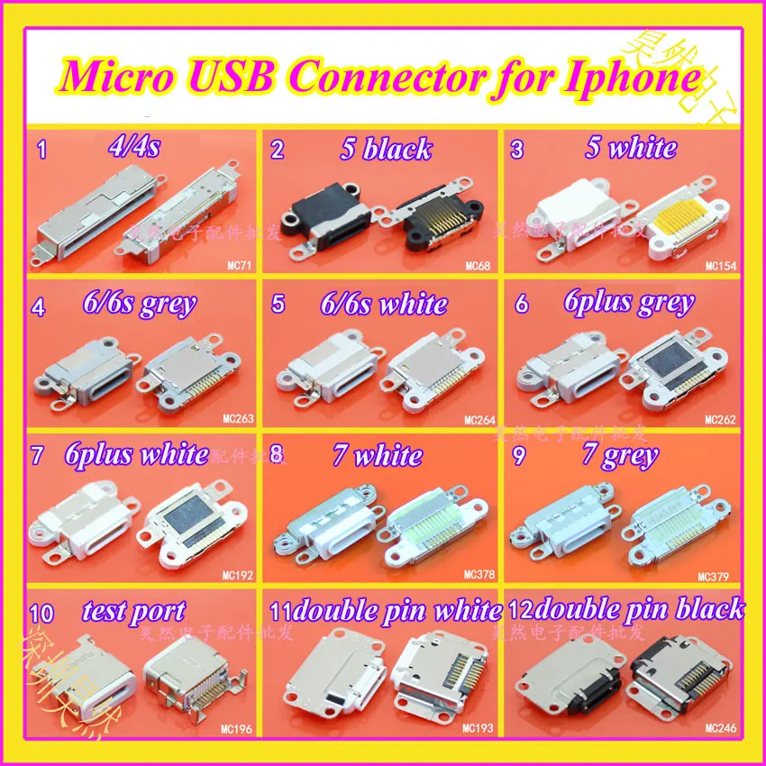 

1PCS Mini Micro USB jack Charging Port Connector socket Replacement for iPhone 4 4s 5 5s 6 6plus 6s 7 for iphone test port