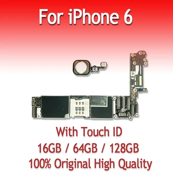 

16GB 64GB 128GB original motherboard for iPhone 6 with fingerprint with Touch ID unlock IOS system logic board