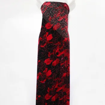 

In April the new autumn and winter authentic quality silk velvet fabric cloth cembroidered beads sequins