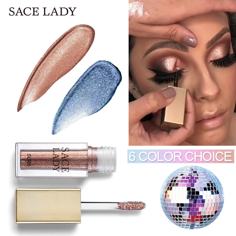 

SACE LADY 6 colors Glitter Shadow Waterproof Pigment Makeup Liquid Eye Shadow Make up Metallic Eye Shadow Cosmetics