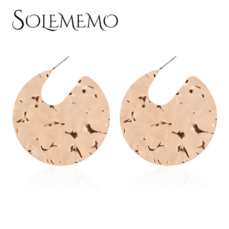 Solememo, дизайн, золотой цвет, круглые серьги-кольца для женщин, металлические геометрические серьги с большими кругами, ювелирные изделия, бижутерия, подарки, Хит, E4390