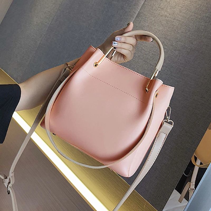 

Women Handbag Leather Women Shoulder Bag Clutch For Ladies Fashion Designer Rivets Metal Pink Female Handbag Top Handle Bags