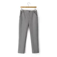 Yidora/новинка, весенние модные женские Полосатые Серые укороченные брюки, блоггеры, повседневные укороченные брюки с карманами