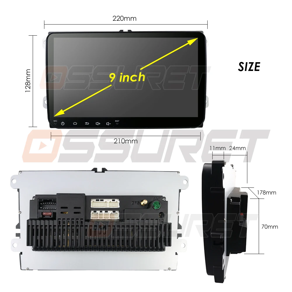 2din Android 9,0 четырехъядерный 1GB ram автомобильный NODVD для VW Passat CC Polo GOLF 5 6 Touran EOS T5 Sharan Jetta Tiguan gps Радио bt Радио