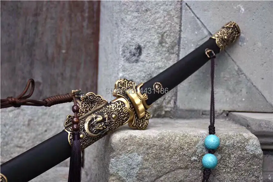 High-Grade Copper Fittings Asian Sabre Sword Katana Strong High Manganese Steel Sharp For Battle Chinese Han Tang Dragon Dao