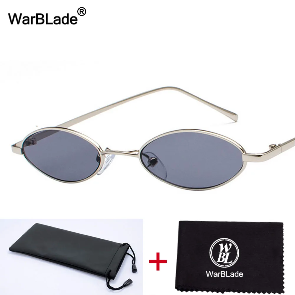 Warblade модные Брендовая Дизайнерская обувь небольшой овальный Солнцезащитные очки для женщин Для мужчин Clear Цвет Оптические стёкла унисекс эллипса Защита от солнца Очки для женщин UV400 - Цвет линз: silver grey