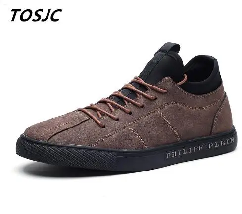 

TOSJC 2018 Man Casual Shoes Low Top Lace Up Breathable Fashion Vulcanize Shoes Brown Color Falt Shoes Outdoor Footwear 14