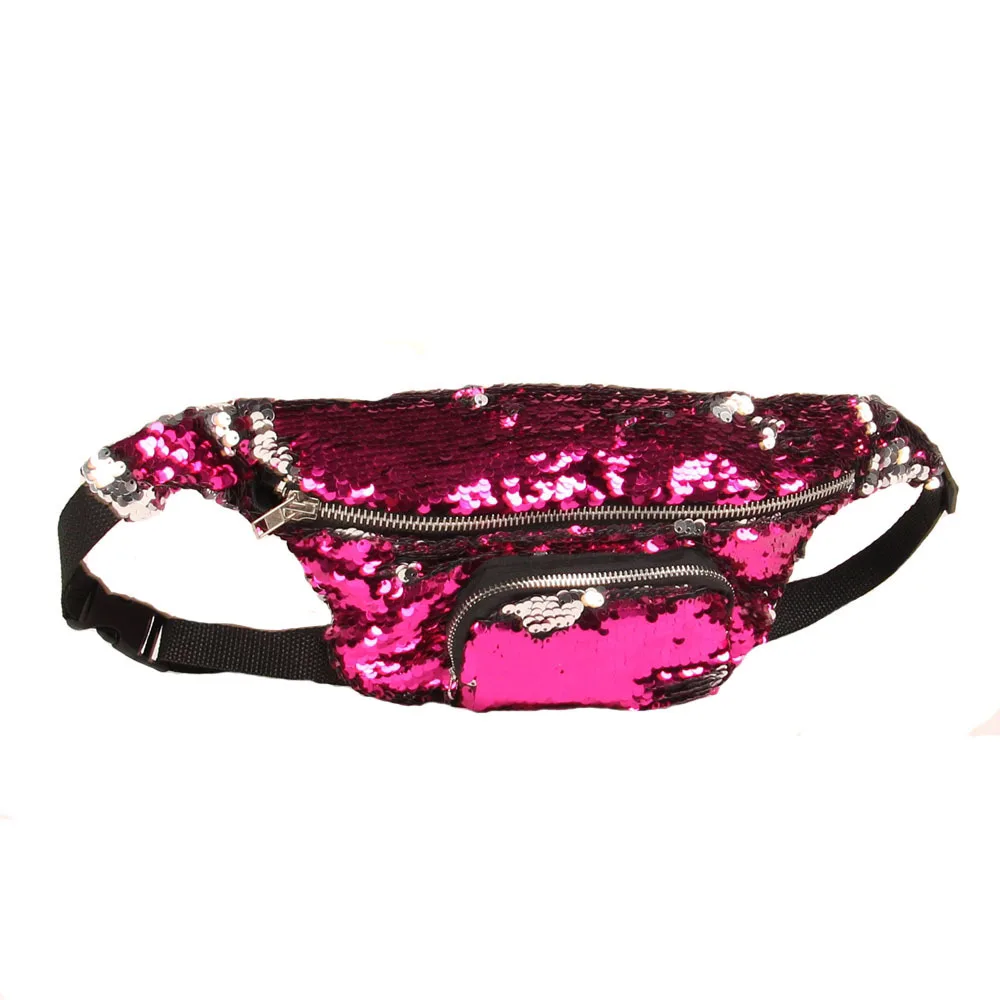 Direct deal Colorful Sequins Waist Bag Women Men Belt Bag Women's Purse Cell Phone Pocket Fanny Pack Crossbody  