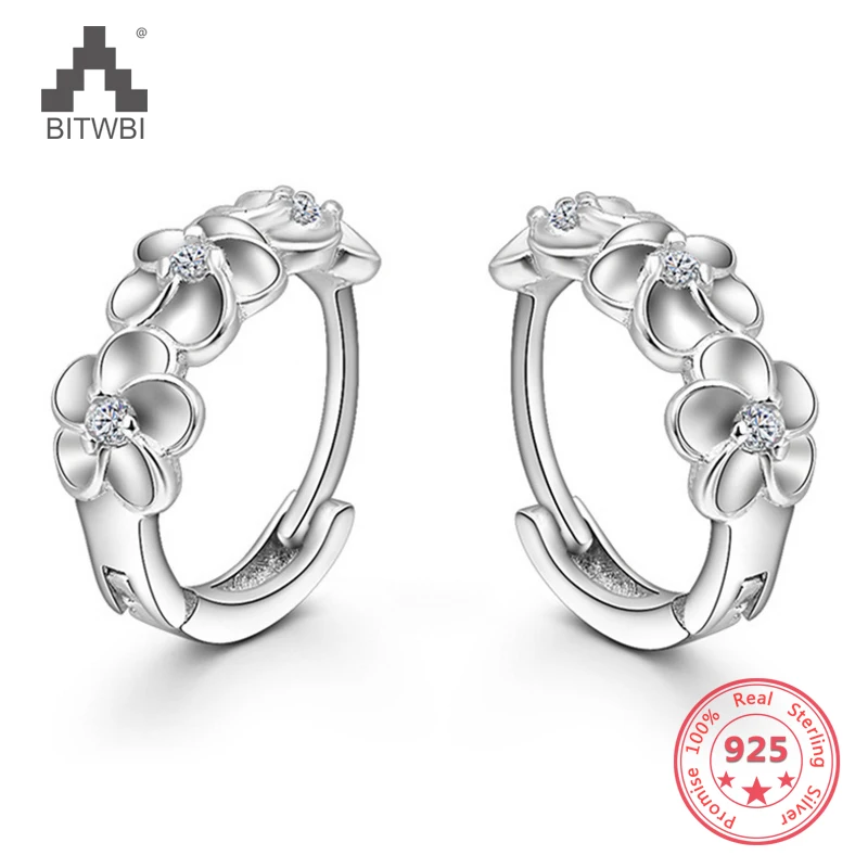 

AAA Zircon Plum Flower 925 Sterling Silver Earrings For Women Earings Vintage High Quality Sterling-silver-jewelry