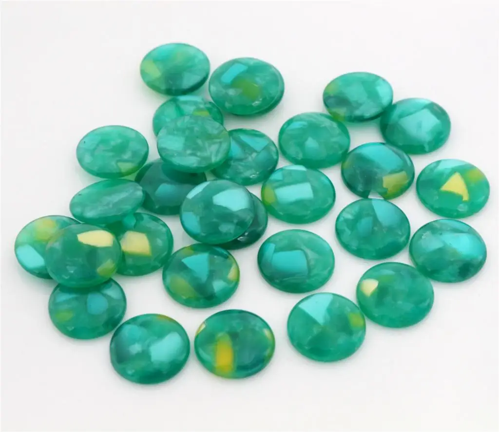 

New Fashion 40pcs 12mm Green Colors Built-in Shell Flat back Resin Cabochons Cameo-V5-20