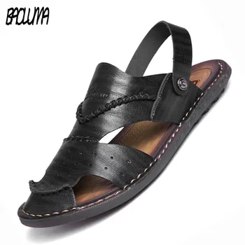 

Men Sandals Brand Summer Sandals Men Outdoor Beach Slippers Walking Sneakers Male Moccasins Rome Rubber Sole Casual Shoes 38-47