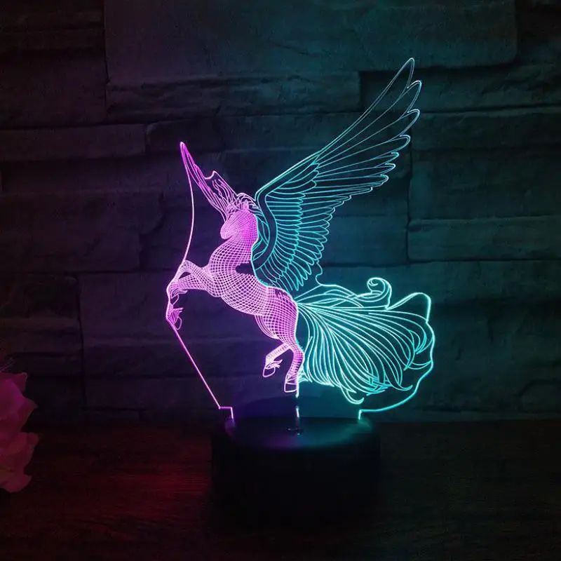 3d Светодиодная красочная лампа с лошадью креативная визуальная сенсорная