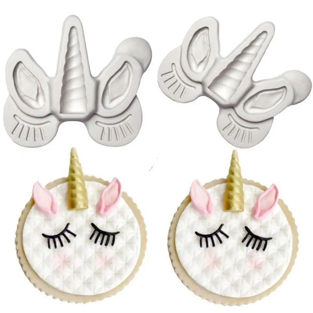 

Unicorn Ear Eye Horn Silicone Mold Cupcake Decoration Fondant Mold DIY Party Cake Decorating Tool Candy Chocolate Gumpaste Mould