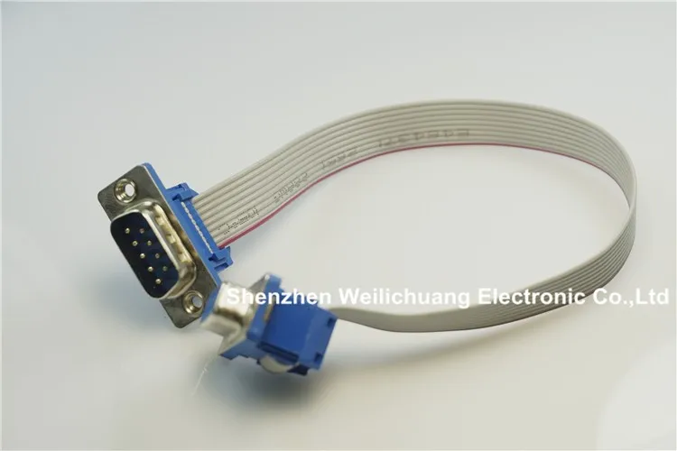 

2 pcs D-sub Connector IDC Type 9 Pin male to Female assembly 9 conductor Grey Flat Cable UL2651 28 AWG 25cm Length
