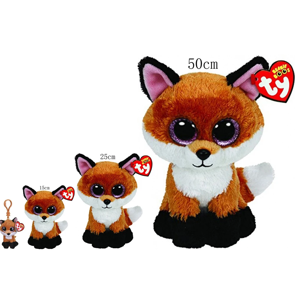 Ty Beanie Boos Lisse Brun Renard En Peluche Ensemble de 4 Tailles 10 cm