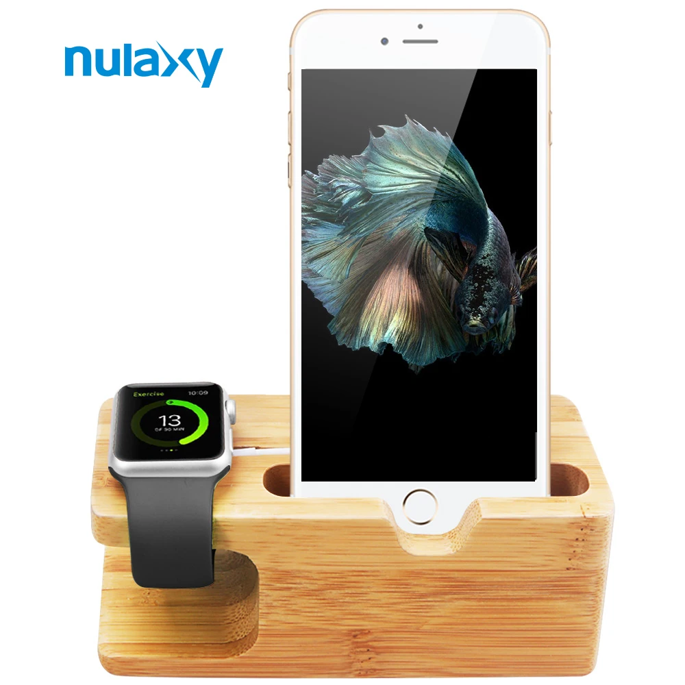 Nulaxy бамбуковая деревянная подставка для Apple Watch Подставка зарядки настольного