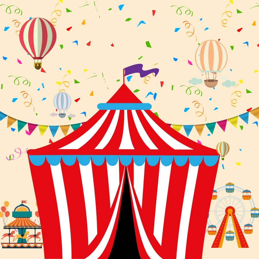 

Laeacco Cartoon Circus Tent Hot Air Balloons Baby Photography Backgrounds Customized Photographic Backdrops For Photo Studio