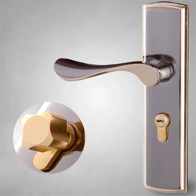 1set E Aluminum Interior Lever Door Handle Lock Simple European 1set E Aluminum Interior Lever Door Handle Lock Simple European Solid Handles Lockset Keys For