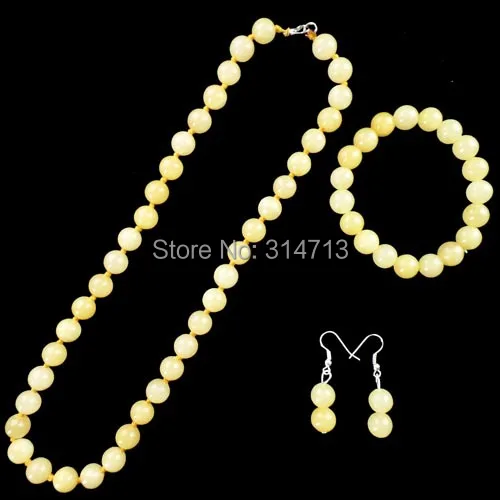 

SAM0705 Yellow Aventurine Round Necklace & Stretchy Bracelet & Earrings Set