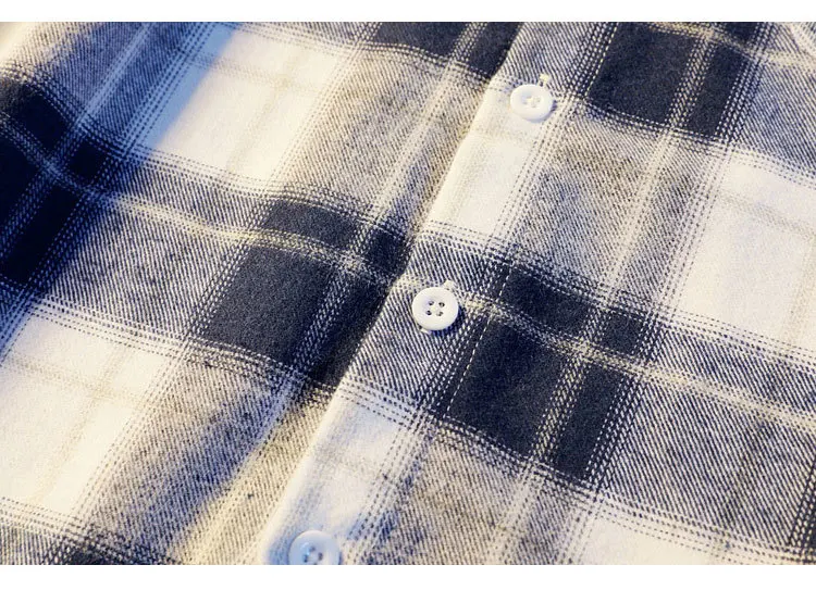 Men's Casual Plaid Dress Shirts Long Sleeve Urban Streetwear Casual Button Up Shirt For Male Large-Scale Plaid Pocket Top CS08 (13)