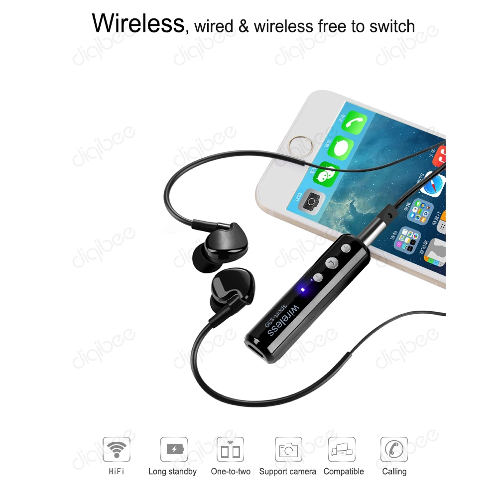 

Mini HiFi Sport Stereo Wired & Wireless Headset With Microphone Music Bluetooth 4.1 Earphone Clip Bluetooth Audio Receiver