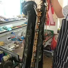 Профессиональный баритон-инструмент, саксофон, черный никель, с золотыми ключами, Eb Baritone, Sax, Abalone, кнопка в виде ракушки, чехол