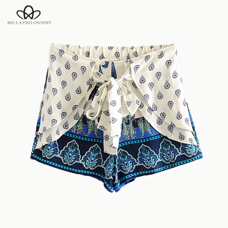 Summer Vintage Paisley Print Ruffle Shorts Women 2019 Fashion Drawstring Streetwear Casual Ladies Short Pants Wonder Store