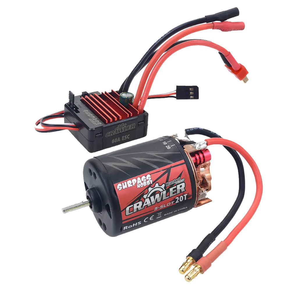 

SURPASS Hobby 540 20T 5-Slot Brushed Motor + 60A ESC for 1/10 RC Crawler Car Redcat Volcano EPX Blackout A611
