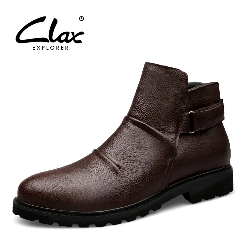 

CLAX Men's Boots Genuine Leather 2018 Spring Autumn Ankle Boot Male Dress Shoes Casual Footwear Soft Comfortable