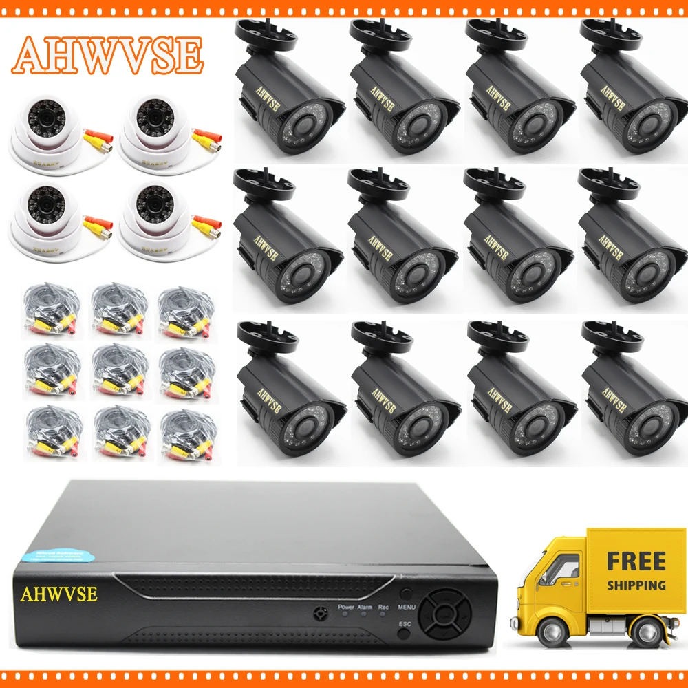 

Free Shipping AHWVSE 16CH AHD DVR Kits Home Security CCTV System with 16pcs ahd 960P Cameras