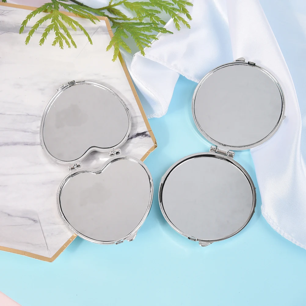 1pc Cute Double Sided Round Mini Pocket Fodable Mirror Heart Shaped