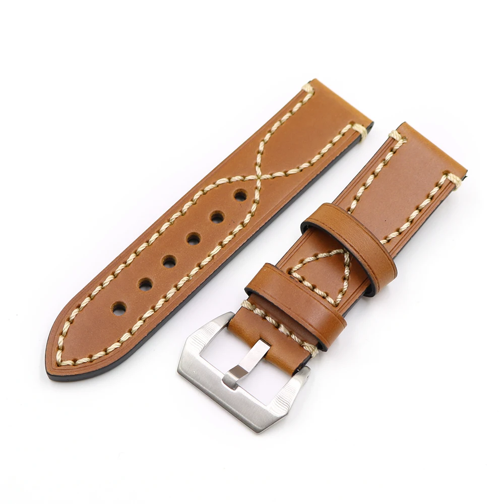 Rolamy Watch Band 20 22 24 26mm Leather Strap For Tag CARRERA Omega Montblanc Panerai Daytona Submariner Tissot Watchbands Strap