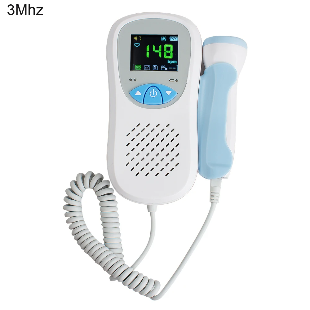 

Pocket Doppler Fetal Prenatal Heart Baby Sound Monitor 3MHz Probe With Color LCD Display Blue