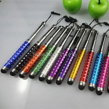 

Mini Crystal Extensible Capacitive Screen Stylus Touch Pen Retractable Pens With Anti-Dust Plug For Iphone 5 5s 5c 6 Tablet pc