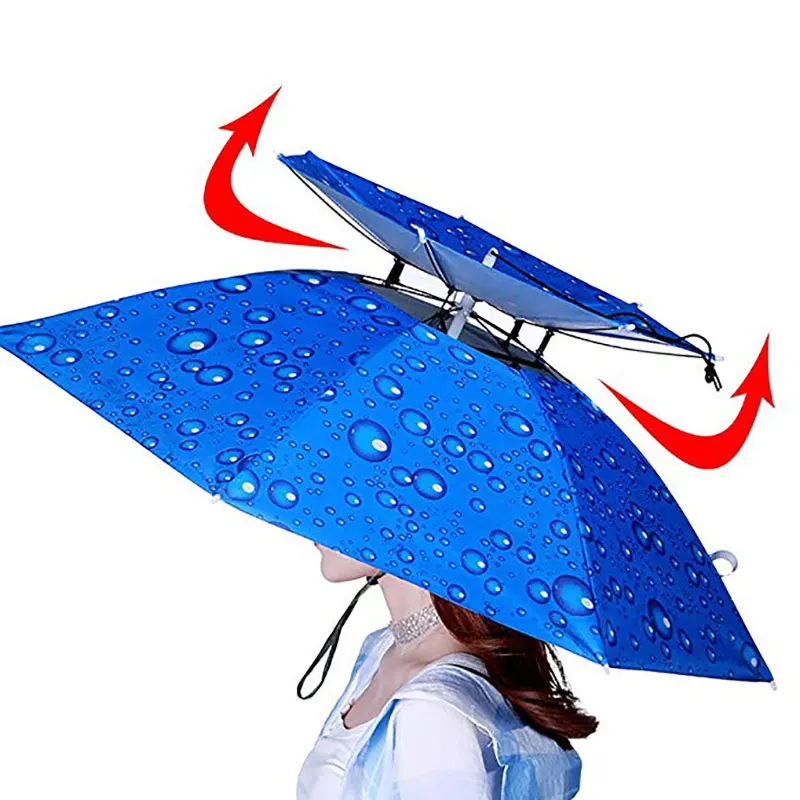 Двухслойный Зонт шляпа Складная Анти-дождь Анти-УФ удобный слой зонтик шляпа Hands Free Открытый Кемпинг рыболовные инструменты