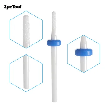 

SpeTool 1Pc Round Bit White Medium Lines Ceramic Drill Bit 3/32" 2.35mm Shank Machine File For Electric Manicure Drill Nail Art