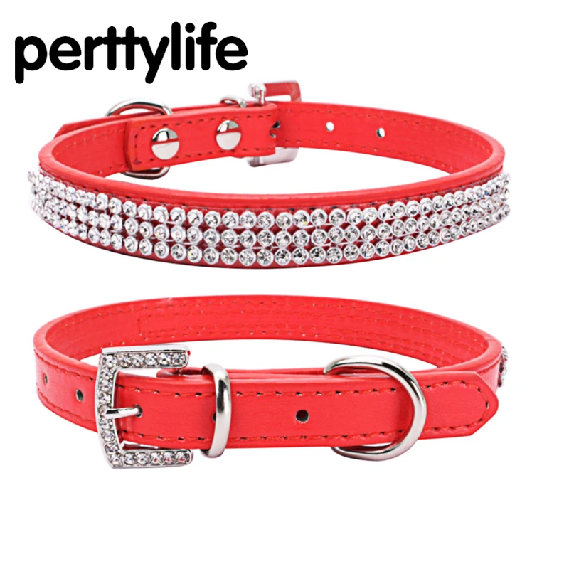 PERTTYLIFE 2018 Fashion Shining diamond pet dog collar tabby diamond