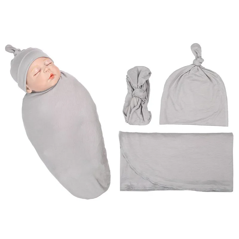 

3pcs/set Baby Cotton Wrapped Newborn Baby Swadde Milestone Blanket Photography Prop Soild Color Infant Sleeping Bags