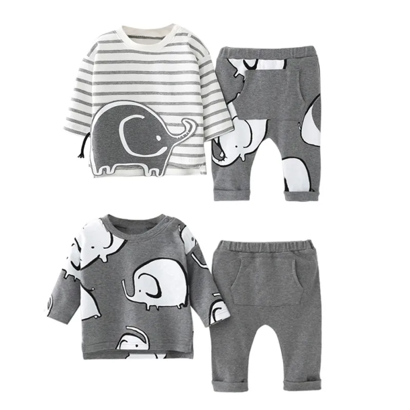 

Spring Autumn Baby Boys Girls Printed Bear Set Comfortable Pure Cotton Long-sleeved Baby Clothing Baby Sets