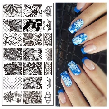 Lace Flower Designs Polish Print Nail Image Plate 60*120mm Nail Art Stencils Stamping Template #JQ-L08