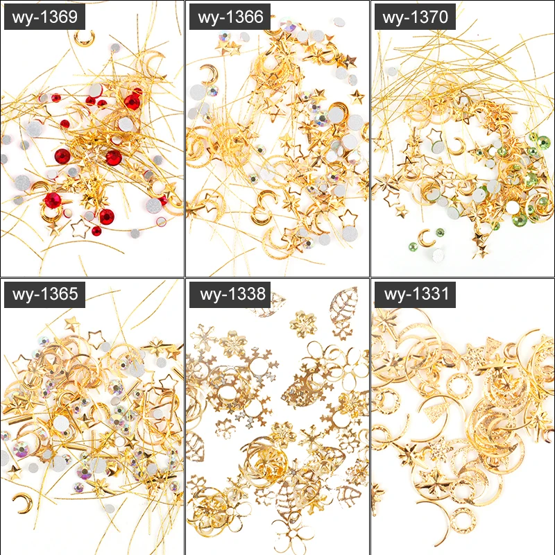 Смешанные золотые серебряные наклейки на ногти Звездные заклепки для ногтей ювелирные изделия для ногтей Стразы для украшения ювелирных изделий наклейки для ногтей DIY маникюр