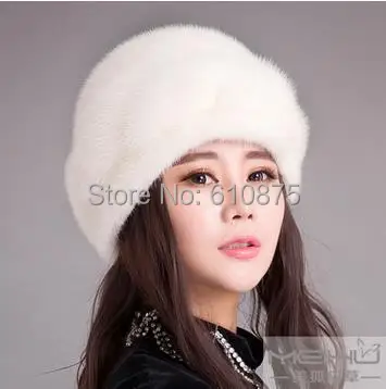 Cheap Female autumn winter plus size  mink hat leather Women strawhat ear fedoras mink fur hat R96