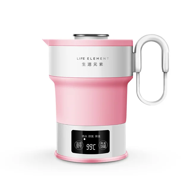 Электрический умный удобный складной чайник для горячей воды снаружи складная дорожная бутылка для воды бойлер Складная Chaleira с чашкой 110/220 В - Цвет: I5 Pink Color