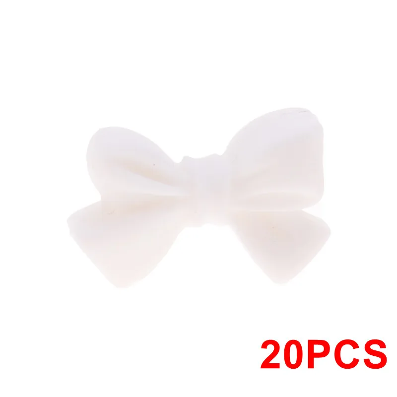 Bow-White 20 шт силиконовый Прорезыватель для зубов в форме единорога из бисера, животное, Bpa бесплатно, Детские Прорезыватели, ожерелье, сделай сам, ювелирное изделие, Детская соска, цепь, игрушка для душа, коала, лиса - Цвет: Bow-White