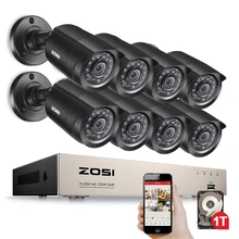 ZOSI 8CH HDMI 720P DVR 8pcs 1200TVL IR Home Surveillance Security Cameras CCTV System with 1TB HDD