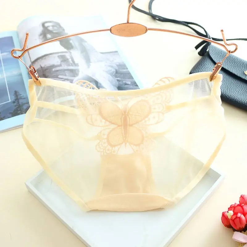

Newly 1pc Women Panties Butterfly Embroidery Hollow Out Low Waist Breathable Ultrathin VK-ING