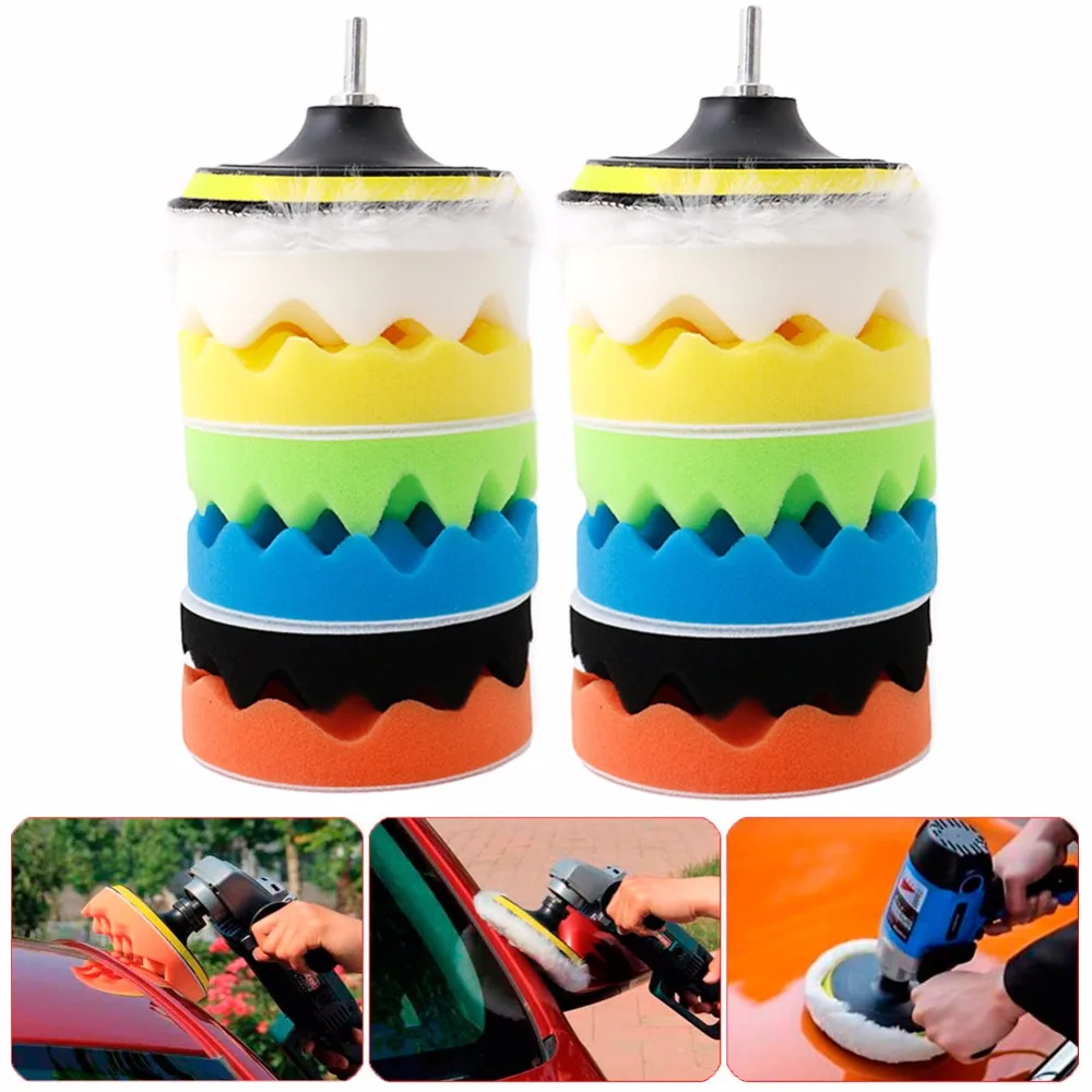 

New 8Pcs/Set 5" 125mm Sponge Polishing Waxing Buffing Pads Kit M10/M14 For Auto Car Polisher Maintenance Tools C45