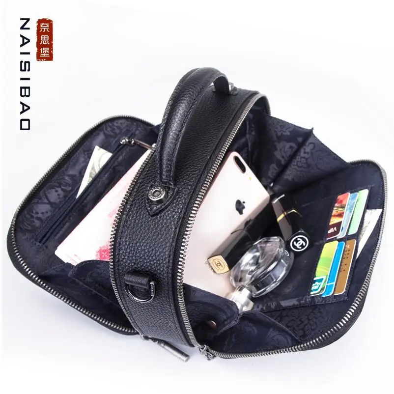 Mode Geprägt Neue Frauen Rindsleder Aus Umhängetaschen Naisibao Luxus Echtem Top Black 2019 Tasche Schulter Leder avq4Fxwz