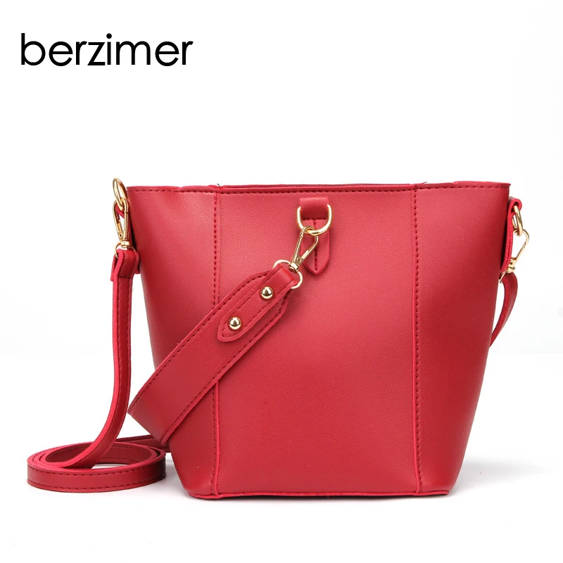 

BERZIMER New Fashion Women Handbags Popular Black Pink Red Beige Brown Light Purple Large Capaticy Tote Bags for Woman