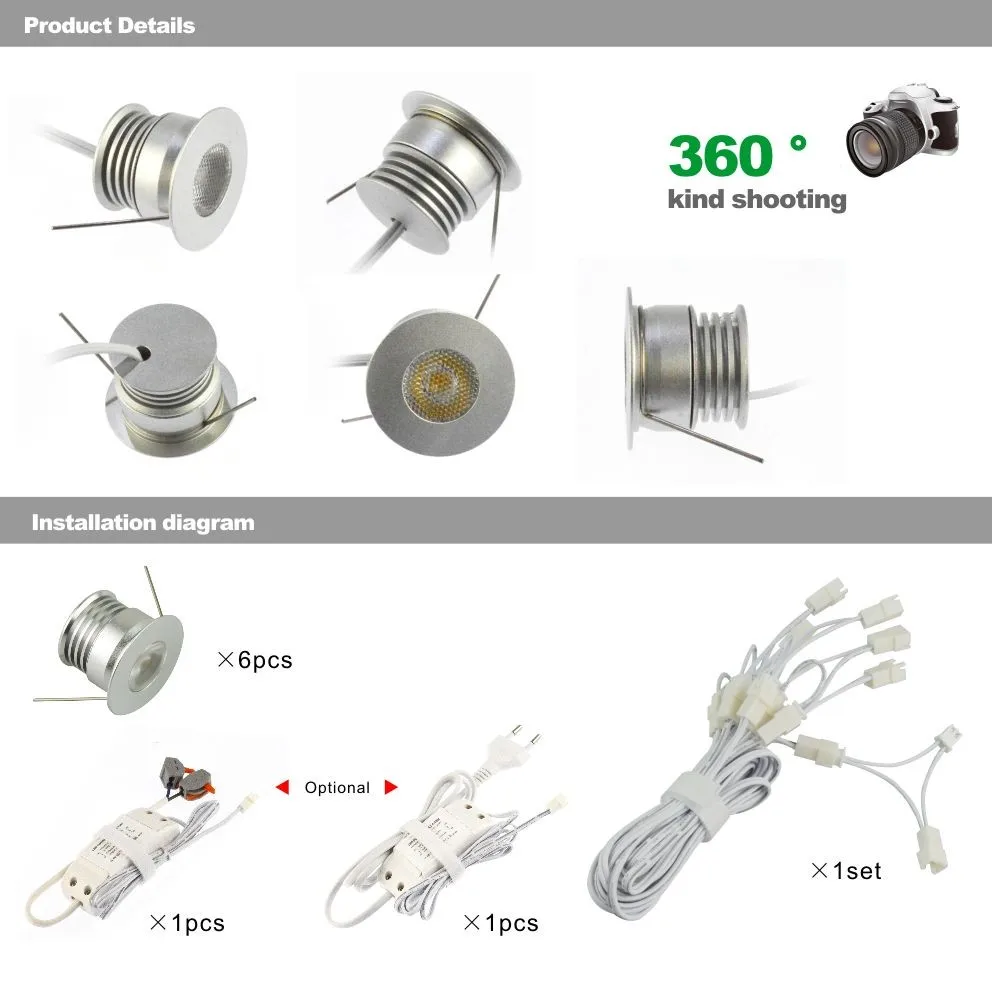 Мини нижний свет с регулируемой яркостью COB 4 Вт светодиодный свет шкафа 6 шт. в комплекте, включая адаптер 110 В 220 В Бесплатная доставка
